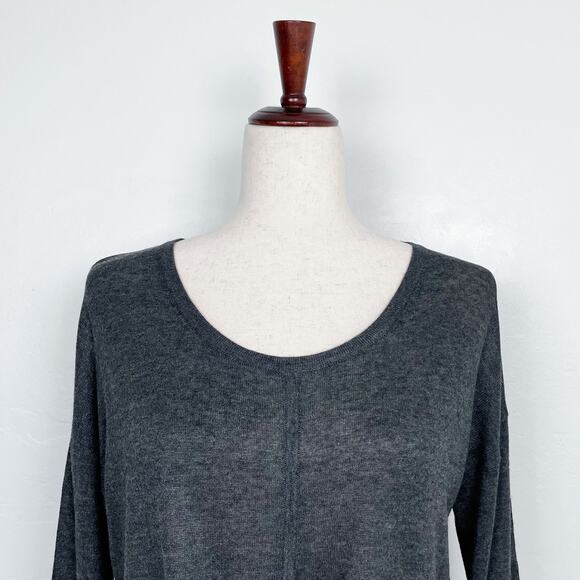 Madewell Lightweight Grey Knit Drop Sleeve Tie-Front Sweater - Picture 4 of 9